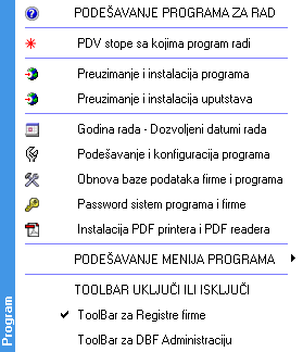 Program podešavanje za rad Program podešavanje za rad